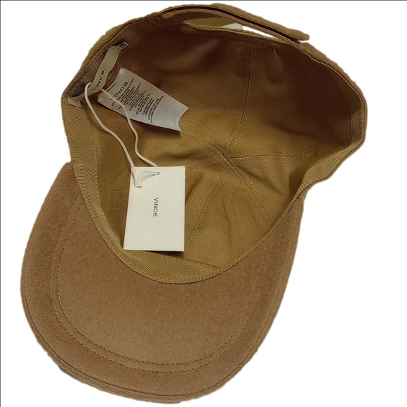 🆕 VINCE TAN CAMEL MERINO WOOL CASHMERE  BLEND UNISEX BASEBALL CAP▪️S/M - Picture 6 of 8